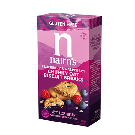 Biscuti fara gluten din ovaz integral cu afine si zmeura, 160 g, Nairns
