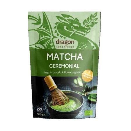 Pudra Matcha ceremoniala premium ecologica, 100 g, Dragon Superfoods