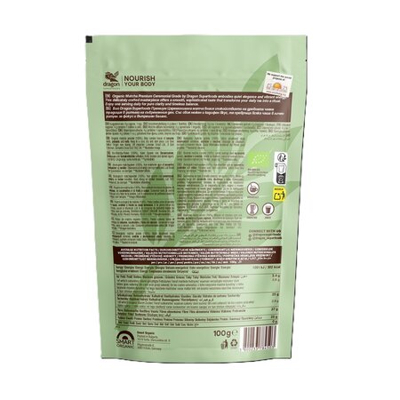 Pudra Matcha ceremoniala premium ecologica, 100 g, Dragon Superfoods 748899