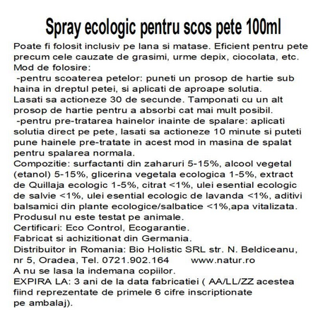 Spray pentru pete ecologic Stain Removal, 1000 ml, Sonett 748950