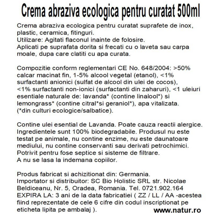 Crema abraziva pentru curatarea suprafetelor lavabile, 500 ml, Sonett 748970