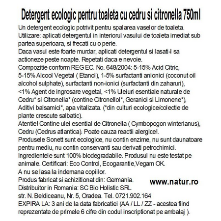 Detergent lichid pentru toaleta, 750 ml, Sonett 748992