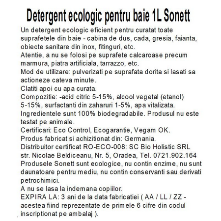 Detergent lichid pentru baie, 1000 ml, Sonett 749005