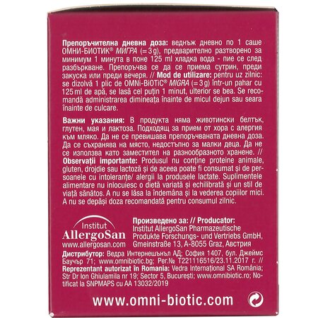 Omnibiotic Migra, 30 plicuri, Institut AllergoSan 721853