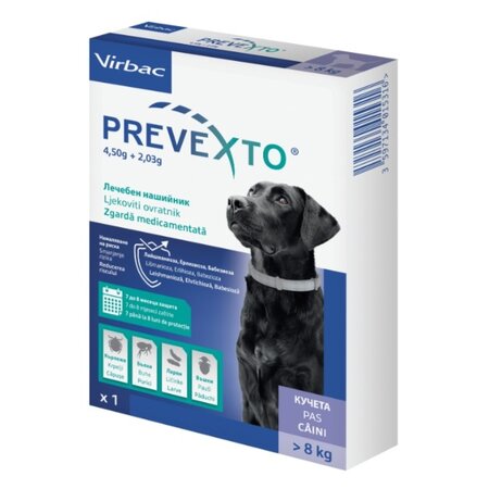 Zgarda antiparazitara pentru caini de talie mare > 8kg Prevexto, 1 bucata, Virbac 749109