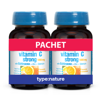 Pachet Vitamina C Strong, 1000 mg, 60 tablete + 60 tablete, Naturmil
