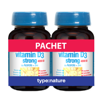 Pachet Vitamina D3 Strong, 4000 UI, 90 tablete + 90 tablete, Naturmil