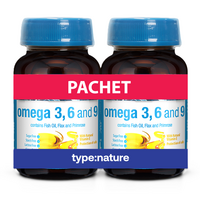 Pachet Omega 3, 6 and 9, 60 capsule + 60 capsule, Naturmil