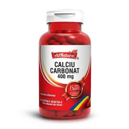 Calciu Carbonat, 400mg, 60 capsule, AdNatura