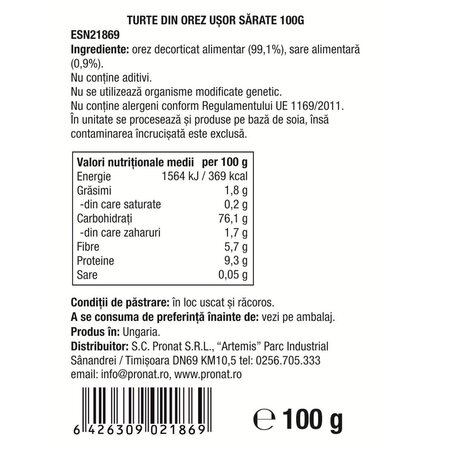 Turte din orez, 100 g, Esential 750205