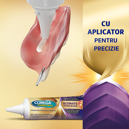 Crema adeziva pentru proteze dentare Corega Ultimate scut pentru alimente, 40g, Haleon 749380