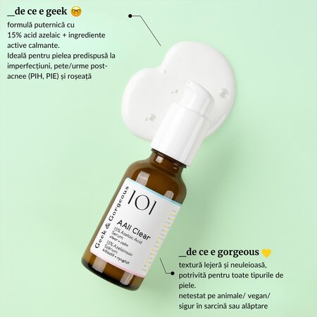 Ser de fata AAll Clear 15% acid azelaic, 30 ml, Geek & Gorgeous 749454
