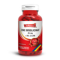 Zinc Bisglicinat 250mg + Vitamina C + Vitamina B6, 60 capsule vegetale, AdNatura