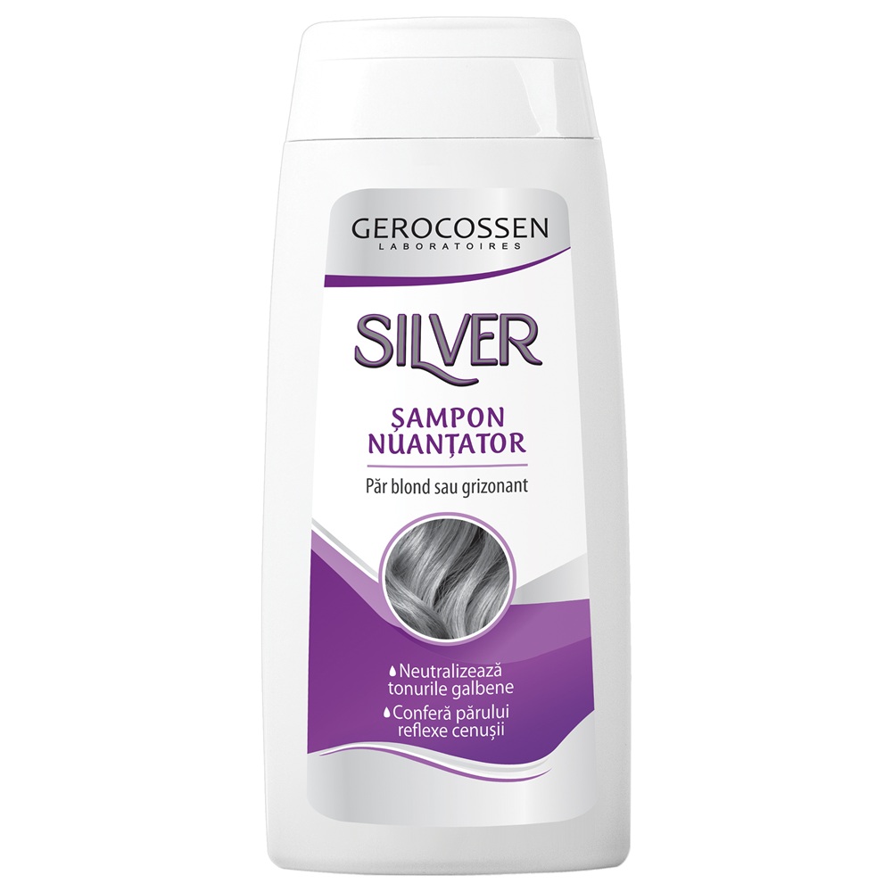 Sampon nuantator pentru par blond sau grizonant Silver Reflex, 275 ml, Gerocossen