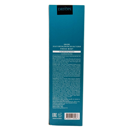 Scrub pentru scalp cu efect echilibrant Fresh Mint Sea Salt Scrub, 200 g, Dryope 749637