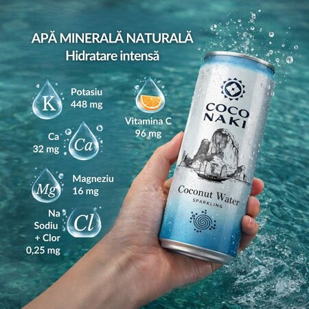 Apa de cocos carbogazoasa, 320 ml, Coconaki 749660