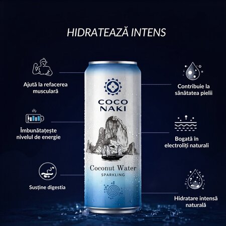 Apa de cocos carbogazoasa, 320 ml, Coconaki 749661