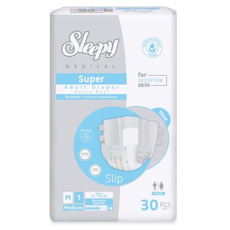 Scutece pentru adulti Medical Super 1, marimea M (70–110 cm), 30 bucati, Sleepy