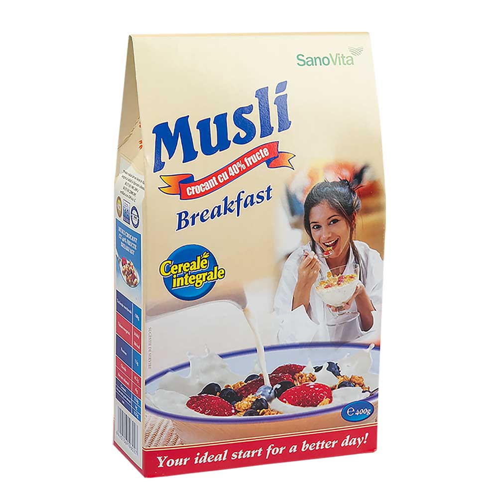 Musli crocante cu fructe Breakfast, 400 g, Sanovita