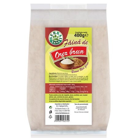 Faina din orez brun Herbalsana, 400 g, Herbavit