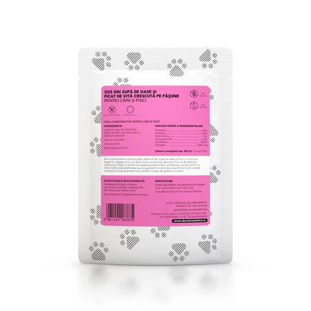Sos din supa de oase si ficat de vita pentru caini si pisici Topper, 100 ml, Doctor Totolici 749990