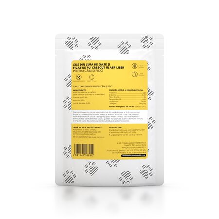 Sos din supa de oase si ficat de pui pentru caini si pisici Topper, 100 ml, Doctor Totolici 749994