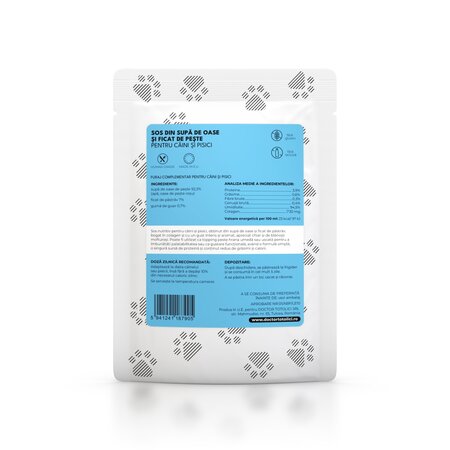 Sos din supa de oase si ficat de peste pentru caini si pisici Topper, 100 ml, Doctor Totolici 749998