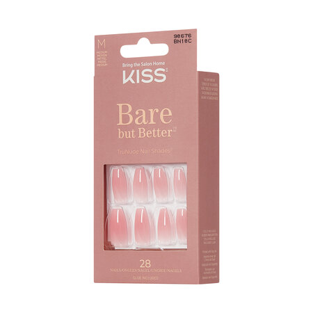 Unghii false Medium Bare but Better Impress, 28 bucati, Kiss 750208