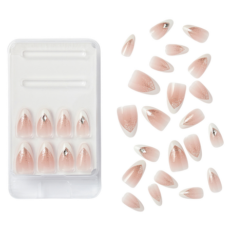 Unghii false Medium Croissant City Classy Premium, 30 bucati, Kiss 750216