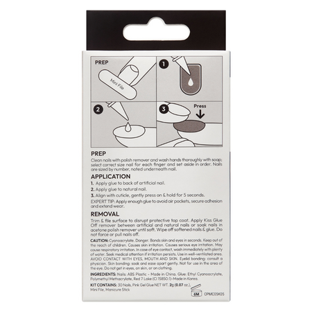 Unghii false Medium Croissant City Classy Premium, 30 bucati, Kiss 750218