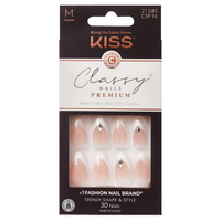 Unghii false Medium Croissant City Classy Premium, 30 bucati, Kiss