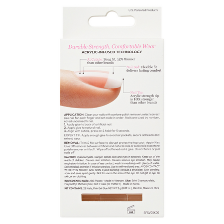 Unghii false Bonjour Salon Acrylic French, 28 bucati, Kiss 750260