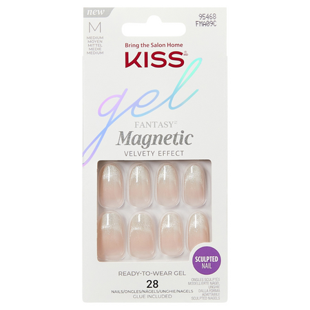 Unghii false Medium Chime Splash Gel Fantasy Magnetic, 28 bucati, Kiss