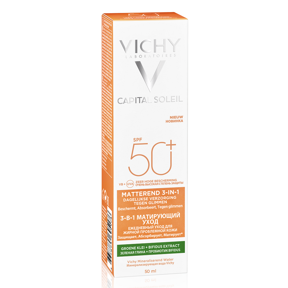 Crema matifianta 3 in1 cu protectie solara SPF 50+ pentru fata Capital Soleil, 50 ml, Vichy