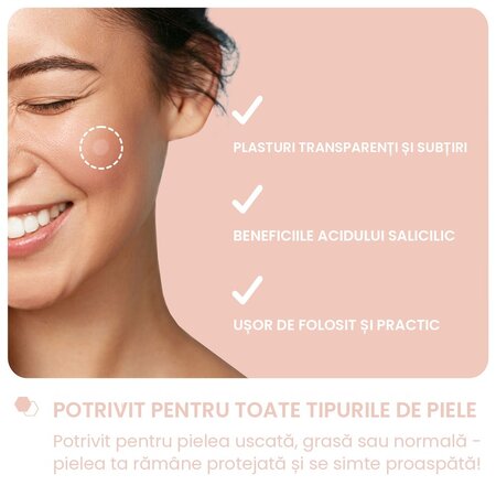 Plasturi pentru cosuri cu acid salicylic Emergency Dots, Pimple Patches, 72 bucati, Breakout+Aid 750378