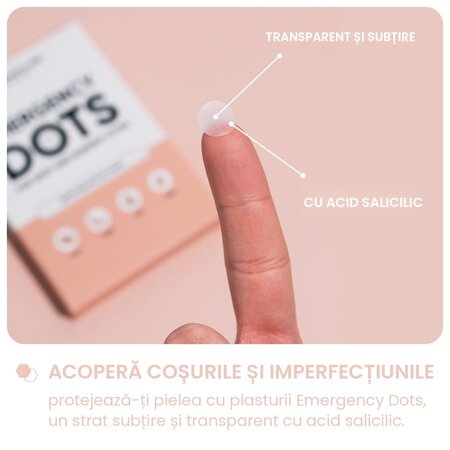 Plasturi pentru cosuri cu acid salicylic Emergency Dots, Pimple Patches, 72 bucati, Breakout+Aid 750380