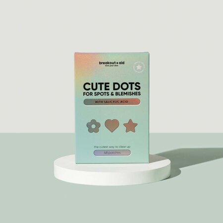 Plasturi pentru cosuri cu forme jucause si acid salicylic Cute Dots, Pimple Patches, 48 bucati, Breakout+Aid 750455