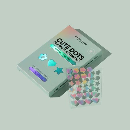 Plasturi pentru cosuri cu forme jucause si acid salicylic Cute Dots, Pimple Patches, 48 bucati, Breakout+Aid 750456
