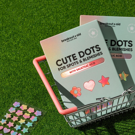 Plasturi pentru cosuri cu forme jucause si acid salicylic Cute Dots, Pimple Patches, 48 bucati, Breakout+Aid 750457