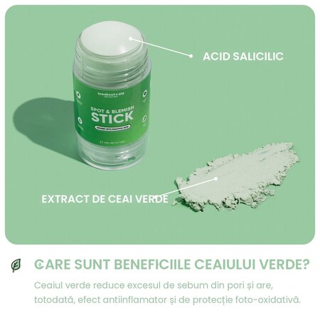 Stick pentru cosuri si imperfectiuni Blemish & Spot Stick, 40 g, Breakout+Aid 750465