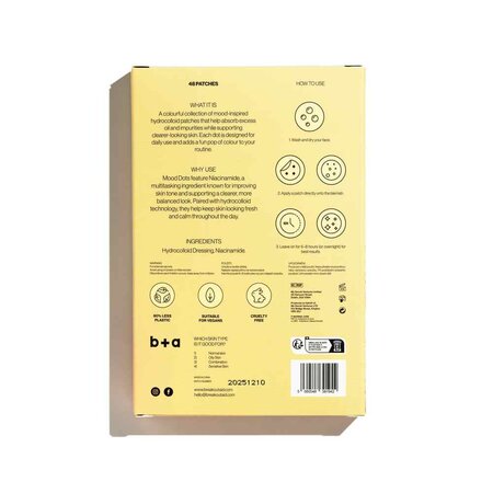 Plasturi pentru cosuri cu niacinamida Mood Dots, Pimple Patches, 48 bucati, Breakout+Aid 750476