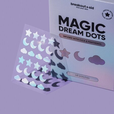 Plasturi pentru cosuri cu cica si pantenol Magic Dream Dots, Pimple Patches, 48 bucati, Breakout+Aid 750487