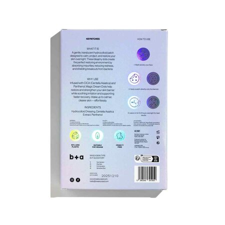 Plasturi pentru cosuri cu cica si pantenol Magic Dream Dots, Pimple Patches, 48 bucati, Breakout+Aid 750490