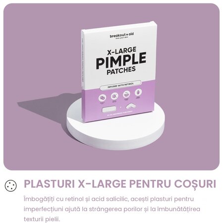 Plasturi XL pentru cosuri cu retinol si acid salicylic, Pimple Patches, 5 bucati, Breakout+Aid 750496