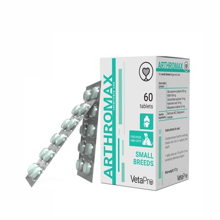 Supliment pentru articulatii pentru caini si pisici Arthromax Small Breeds, 60 tablete, Vetapro 750531