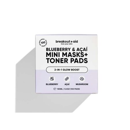 Mini masti si dischete tonice Blueberry&Acai Toner Pads&Mini Masks, 100 bucati, Breakout+Aid