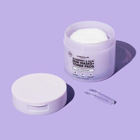 Mini masti si dischete tonice Blueberry&Acai Toner Pads&Mini Masks, 100 bucati, Breakout+Aid 750549