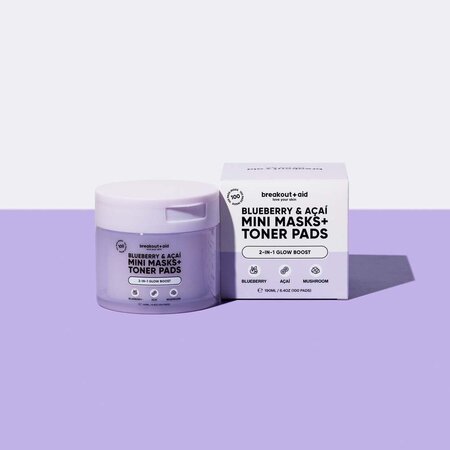 Mini masti si dischete tonice Blueberry&Acai Toner Pads&Mini Masks, 100 bucati, Breakout+Aid 750550