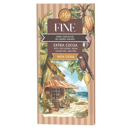 Ciocolata neagra cu stevia, 70% cacao, vegana, fara zahar, 80 g, Milete