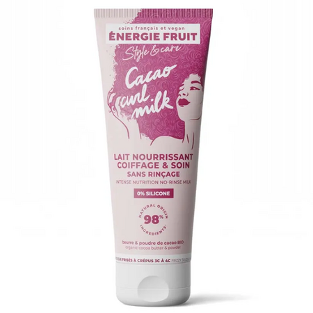 Lapte de coafare fara clatire pentru par cret spre afro Cacao Curl Milk, 200 ml, Energie Fruit